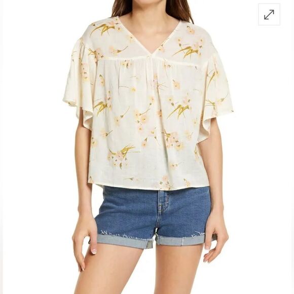 Madewell flutter sleeve rhyme top in floral print - Picture 3 of 13